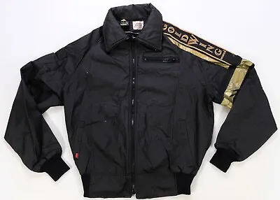 Rare VTG HONDALINE Goldwing Full Zip Bomber Jacket 70s 80s Biker Black Gold SZ M • $74.99