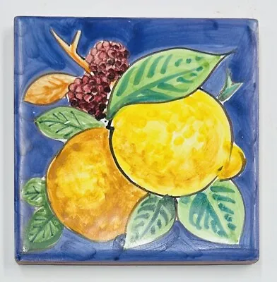 Vietri Pottery - 4’’x4’’ Lemon Tile Made By Hand In Italy • $19.99