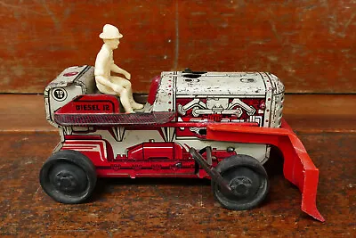 Vintage 1960s Marx Tin Litho CLIMBING TRACTOR Windup Diesel 12 W/ Driver Works • $39.95