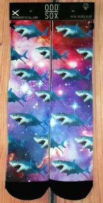 Mens Odd Sox Sharks Galaxy Nebula Crew Socks (fit Size 6-13) • $12.90