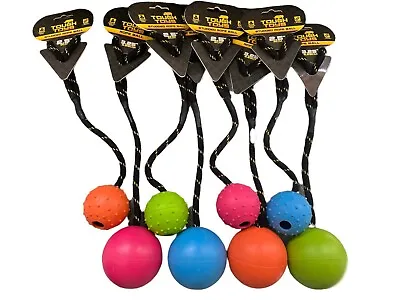 £9.89 • Buy Ball On A Rope Dog Toy Happy Pet Tough Toys Studded Or Plain 6cm Or 8.25cm Fetch