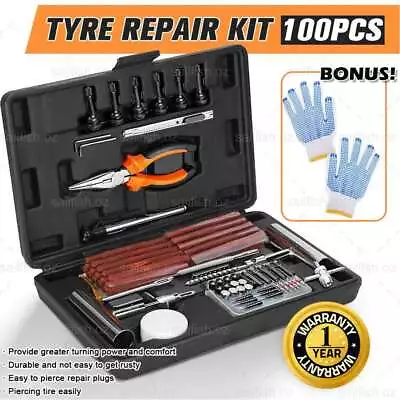 100P Tyre Puncture Repair Kit Tire Recovery Car 4WD Offroad Plugs Tubeless Tool • $26.95