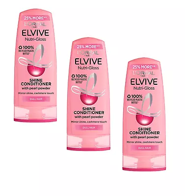 £13.99 • Buy LOreal Elvive Nutri Gloss Shine Dull Hair Conditioner 500ml - 3 PACK