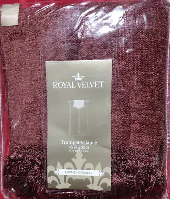 Trumpet Valance 45 X 28  Cinnamon Brandy Royal Velvet Luxury Chenille Rod Pocket • $9.99