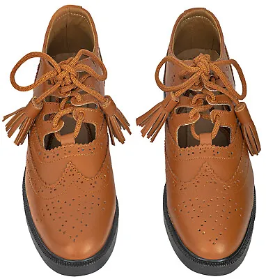 Ghillie Brogues Brown Leather Scottish Kilt Shoes • £24.99