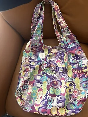 Coach POPPY GLAM SIGNATURE Sis Print Fold Packable Shopper Travel Tote 62112 NWT • $105