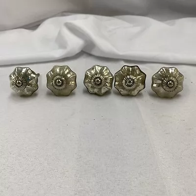 Vintage Glass Drawer Knobs Silver Tone • $15