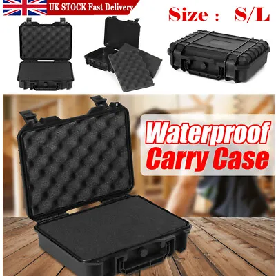 Protable Hard Plastic Carry Flight Case Foam Storage Camera  Tool BOX W Foam • £23.99