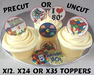 1.5 Inch 80s Party Precut Edible Rice Wafer Paper Cupcake Toppers 12 24 Or 35 • £3.05