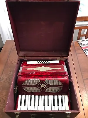 Vintage Morbidoni Made In Italy Red Piano Accordion Antique Instrument • $424.54