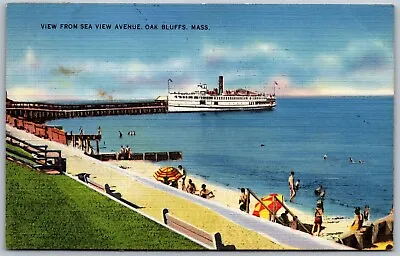 Vtg Oak Bluffs Massachusetts MA Sea View Avenue Steam Ship Dock 1940s Postcard • $19.98