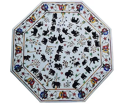 36  X 36  Marble Coffee Dining Table Top Pietra Dura Inlay Handmade Work  • $1666.95