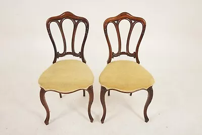 Pair Of Victorian Carved Rosewood Occasional Chairs Scotland 1860 H1165 • $487.50