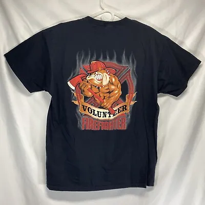 Volunteer Firefighter T-Shirt XL Black Tee Bull Dog Fire Fighter • $14.97