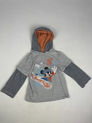 Disney Store Mickey Mouse Toddler Boy’s Sweatshirt Hoodie Size 5T Snowboarding • $9.99