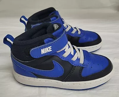 Nike Court Borough Mid 2 GS Shoes Toddler 9C Game Blue Black Sneaker DM8874-001 • £40.89