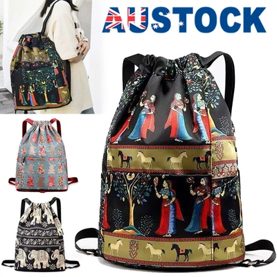 $12.28 • Buy Drawstring Backpack Foldable Large Capacity Travel Sports Backpack Men Women A