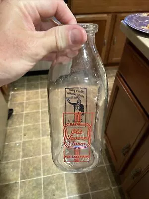 Rare Old Tavern Farm ACL Quart Milk Bottle Portland Maine ME • $19.99