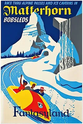 Disney Attraction Poster - Matterhorn Retro Disneyland Vintage Poster • $14.99