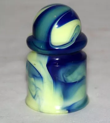 Old Houze Akro Agate Slag Glass  Insulator Style  Ashtray Glows Bright! • $119