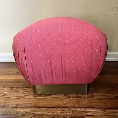 RARE Vtg MARGE CARSON Ottoman Pouf Footstool Pink & Brass Accent Furniture • $450