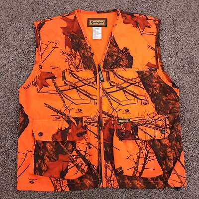 Remington Mossy Oak Hunting Vest M Blaze Orange Full Zip Cargo Fishing Hiking • $29.99