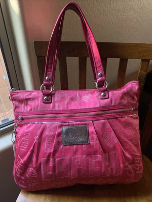 $125 • Buy Coach Poppy Storypatch Hot Pink Glam Tote 15301 Limited Edition