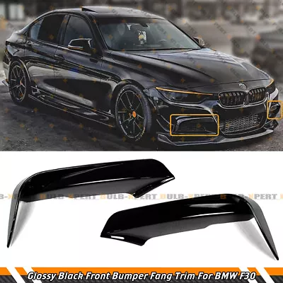 For 2012-2018 Bmw F30 F31 Glossy Black Front Bumper Fang Upper Trim Canard Cover • $38.99