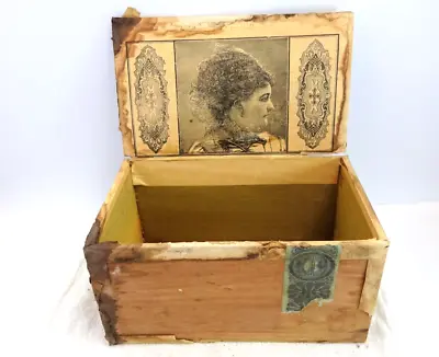 BANKERS DAUGHTER HABANA WOOD CIGAR BOX 8.5  X 5  NEW ENGLAND FACTORY No 38 • $10