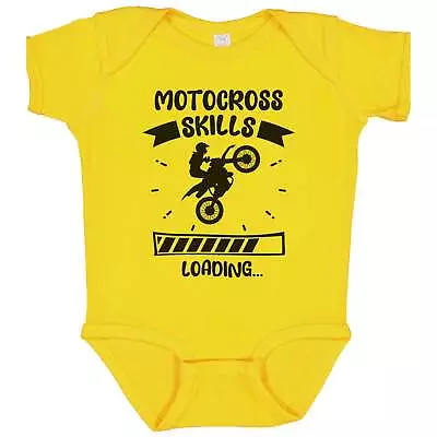 Motocross Skills Loading Funny Motocross Baby Bodysuit (Yellow) • $19.19