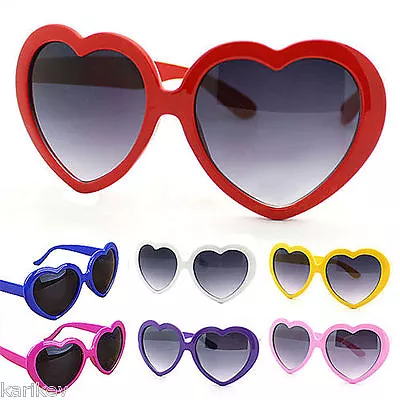 Ladies Love Heart Shape Sunglasses Oversized Cat Eye Girls Fancy Dress Hen Party • £12.45