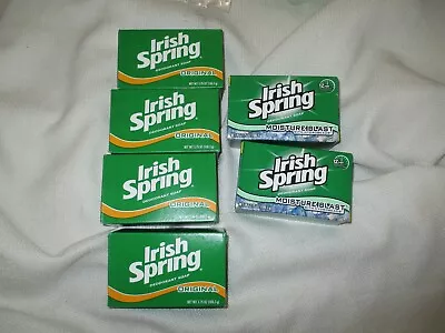 Vintage 6 Bars 3.75 Oz Cleansing Bar Soap Irish Spring Original & Moisture Blast • $14.99