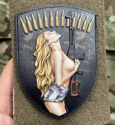 Morale Army Patch Nude Blonde Girl With AK Pixel Tactical Badge Hook PVC 3 D • $19.90