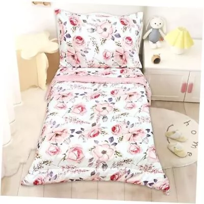 4 Piece Toddler Bedding Set Flower Toddler Bed Comforter Sets For Girls Pink • $49.91