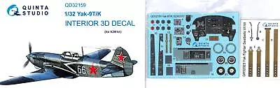 Quinta Studios 1/32 YAKOVLEV Yak-9T/K 3D DECAL COLORED INTERIOR SET ICM Kit • $20.99