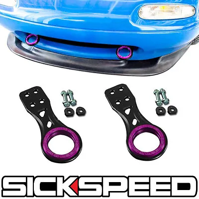 $131 • Buy 2 Pc Black Base Pink Anello Front Bumper Strength Racing Tow Hook Set For Mazda