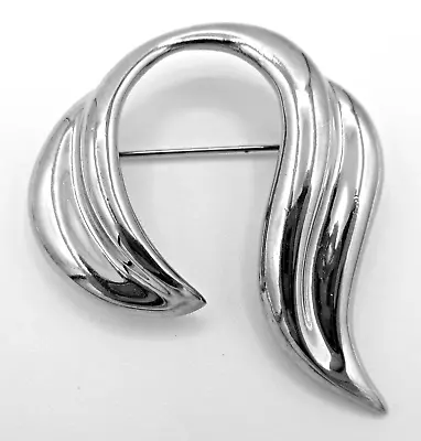 Vtg Signed M JENT BIG Large Open Work Geometric Pin Brooch Silver Tone Metal • $17.15