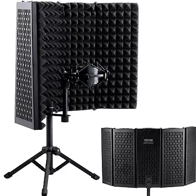 VEVOR Microphone Isolation Shield 5-Panel With Pop Filter Desktop Tripod Stand • $39.49