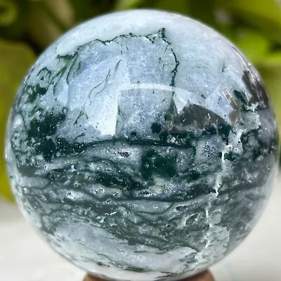 377g Natural Moss Agate Ball Quartz Crystal Sphere Reiki Meditation Decoration • $0.63