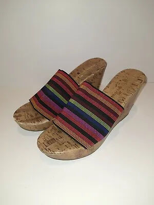 Montego Bay Club Women's Sandals Shoes Elastic Strap Cork Wedge Size 8 • $7.95