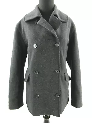 J Crew Charcoal Grey Wool Peacoat Jacket Womens Medium Pea Coat • $33.49