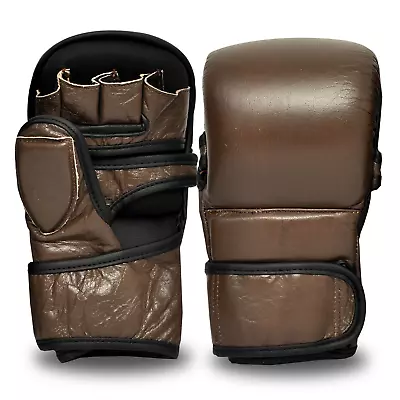 Brown Vintage MMA Sparring Gloves - Genuine Leather • $43.95