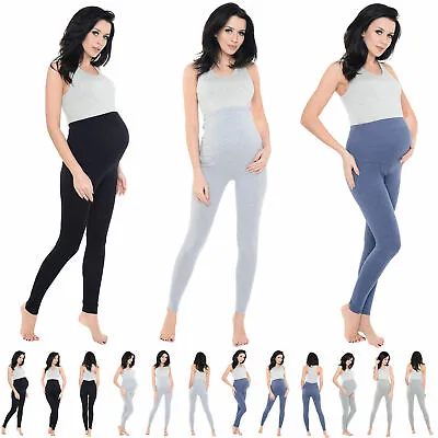 Ladies Maternity Over Bump Stretchy Adjustable Full Ankle Length Leggings • £5.49