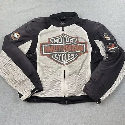 Harley Davidson Mens Riding Gear Jacket Large Black White Padded Mesh Motorcycle • $149.95