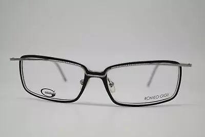 Vintage Romeo Gigli RG33702 Black Silver Angular Sunglasses Frame NOS • $93.09