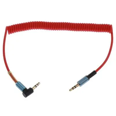 £4.19 • Buy 3.5mm Coiled Right Angle Male To Male With Steel Spring Relief For Headphones,
