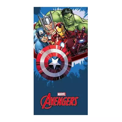 Avengers Blue Towel Pool Bath Beach Soft Velour Feel 100% Cotton Official Marvel • £14.95