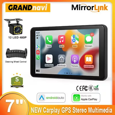 7  Portable Touch Screen Car Radio Carplay & Andriod Auto GPS Stereo Multimedia • $93.59