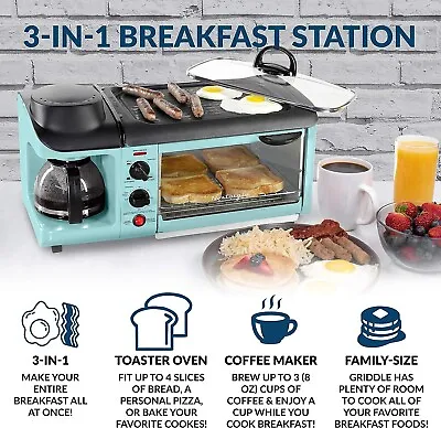 3-in-1 Breakfast Station With Coffee Maker Non-Stick Griddle* Dorm *Tiny Home • $164.99