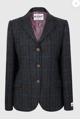 Ladies Bucktrout YORKSHIRE TWEED CLAIRE HACKING JACKET - NAVY MULTI CHECK • $261.47